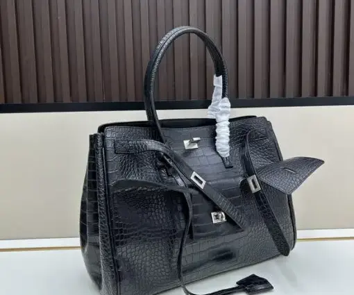 Balenciaga Belair Carry Crocodile Black