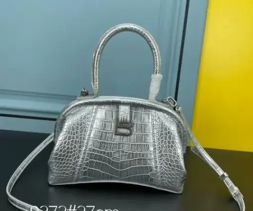 Balenciaga Frame Bag Silver Crocodile