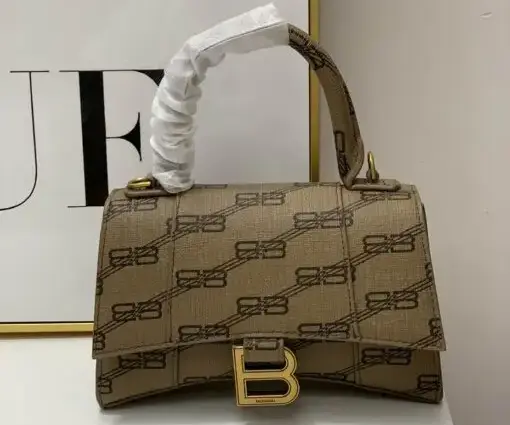 Balenciaga Hourglass BB-Monogram Small Handbag Brown