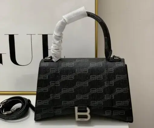 Balenciaga Hourglass BB-Monogram Small Handbag Black