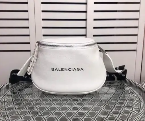 Balenciaga Calfskin Everyday Strap Crossbody Bag White