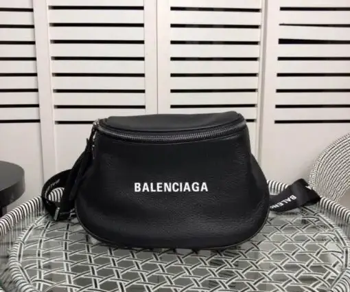 Balenciaga Calfskin Everyday Strap Crossbody Bag Black