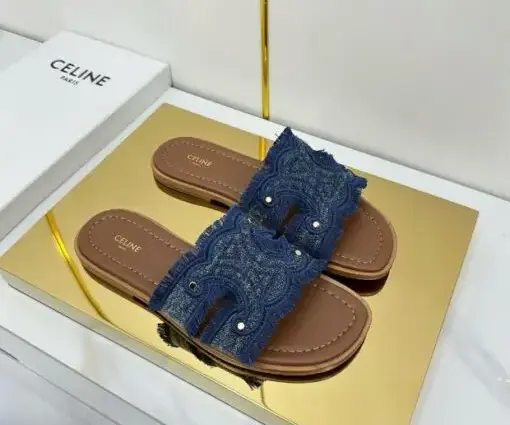 Celine Triomphe Mule Navy Blue