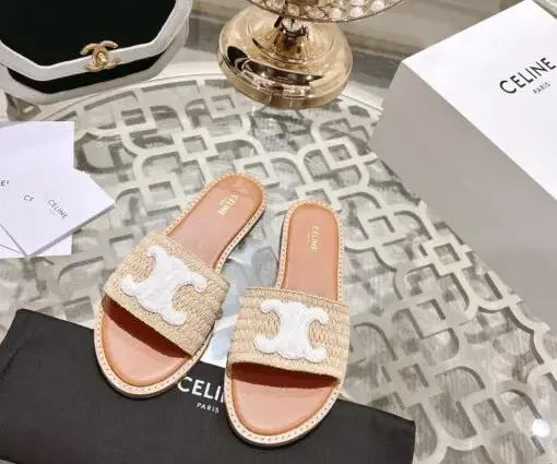 Celine Triomphe Flat Slippers Orange