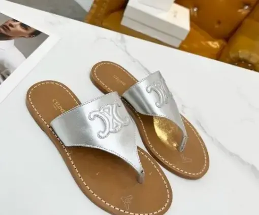 Céline Triomphe Slides Silver