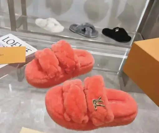 Alternative view of LV Sunset Slide Shearling Fuzzy Orange Slipper