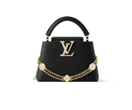 LV Capucines BB Mini Bag Black Taurillon Leather Pearl