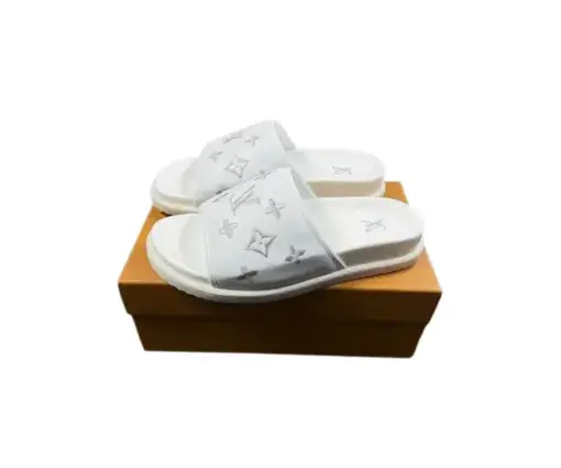 LV Slipper 6AM Flat Mule White