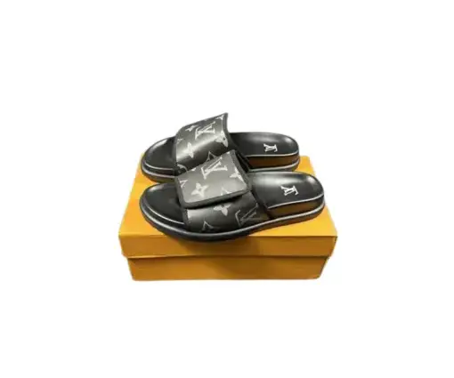 LV Slipper Strap 6AM Flat Mule Black