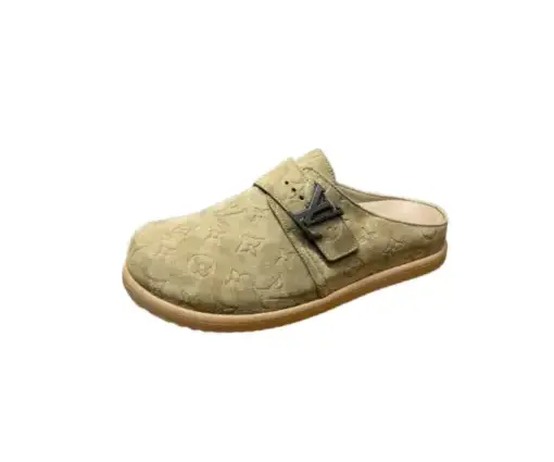 LV Slipper Easy Mule Slip On Shoe Beige Suede Calf Leather