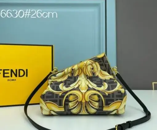 Fendi x Versace Gold Black Leather