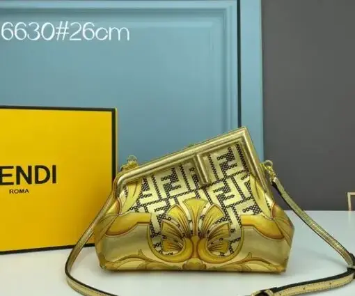 Fendi First Luxury Gold Shoulder Bag