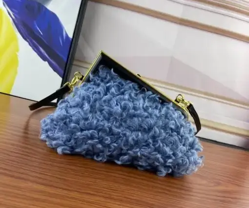 Fendi Baguette Bag Wool Blue