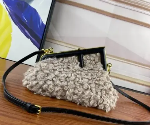 Fendi Baguette Wool Bag Brown