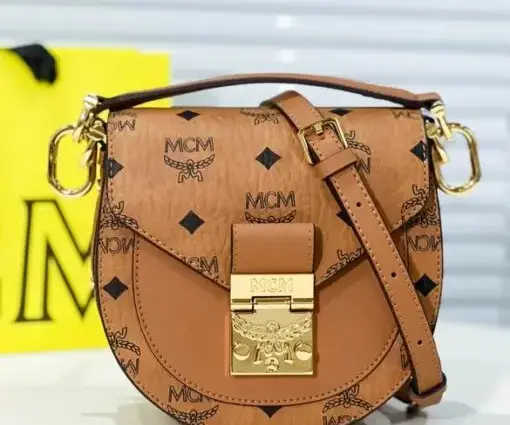 MCM Tracy Shoulder Mini Visetos Cognac Bag Brown