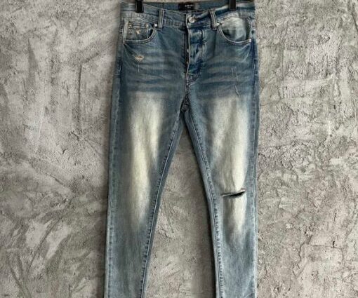 Amiri MX1 Ripped Skinny Jeans Light Blue