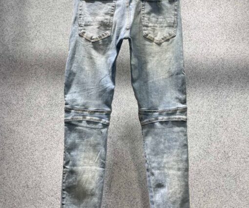 Alternative view of AMIRI MX1 Skinny Jeans Light Blue Wash With Red Bandana Patches