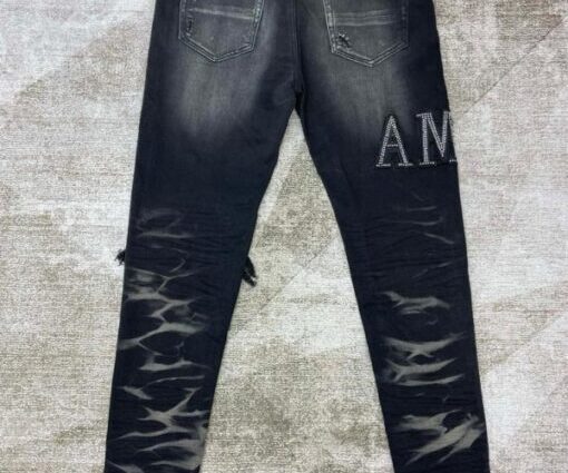 Alternative view of Amiri Distressed Black Skinny Jeans Fade Black