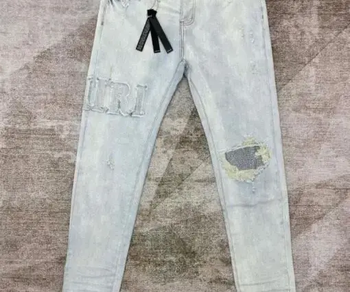 Amiri Distressed Black Skinny Jeans Fade White