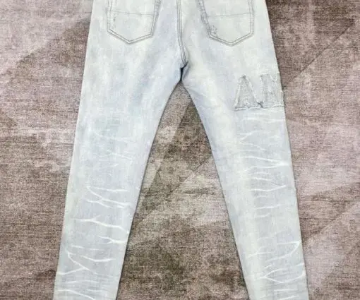Alternative view of Amiri Distressed Black Skinny Jeans Fade White