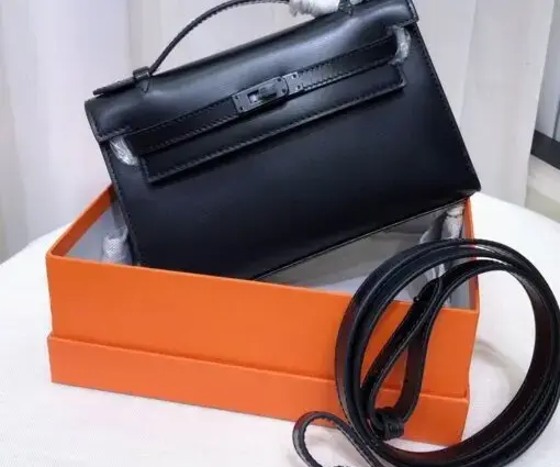 Hermes Kelly Pochette Bag Black