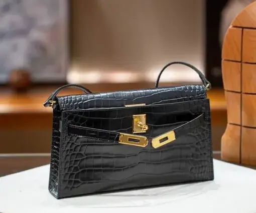 Hermes Kelly Elan Bag Crocodile Black
