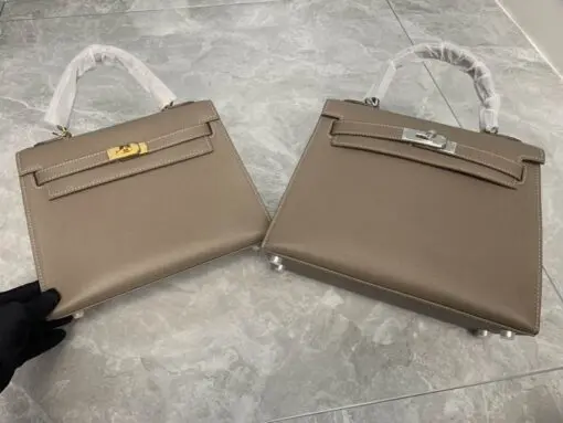 Hermes Kelly Epsom 25cm Bag Feather Grey