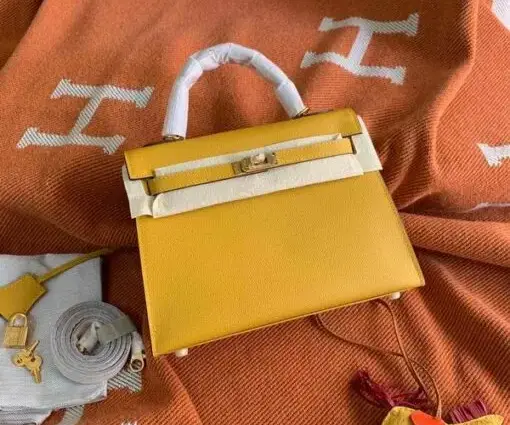 Hermes Kelly Epsom 25cm Bag Yellow