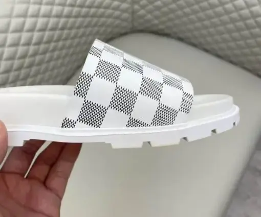 Alternative view of LV Slipper White With Grey Check