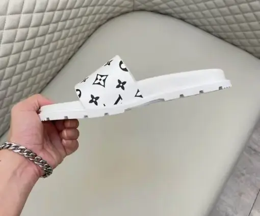 Alternative view of LV Monogram White Slipper With Black Logo On Slides
