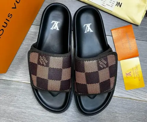 Alternative view of LV Slipper 6AM Flat Mule Black With Other Canvas Brown