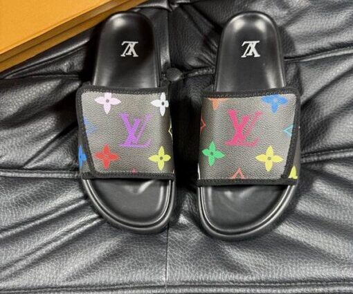 Alternative view of LV Slipper Strap 6AM Flat Mule Black With Multicolour Logo