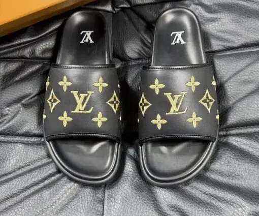 Alternative view of LV x Takashi Murakami Slipper 6AM Flat Mule Black With Yellow Logo