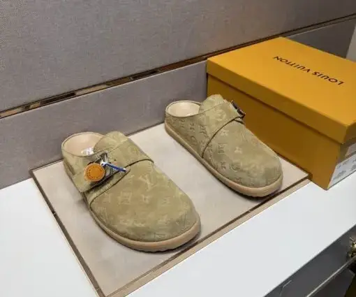 Alternative view of LV Slipper Easy Mule Slip On Shoe Beige Suede Calf Leather