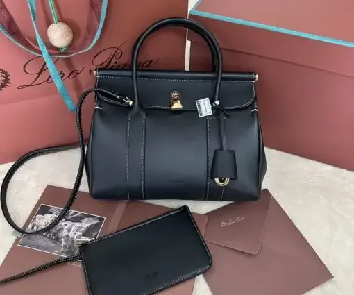 Loro Piana Loom Bag in Glossy Black