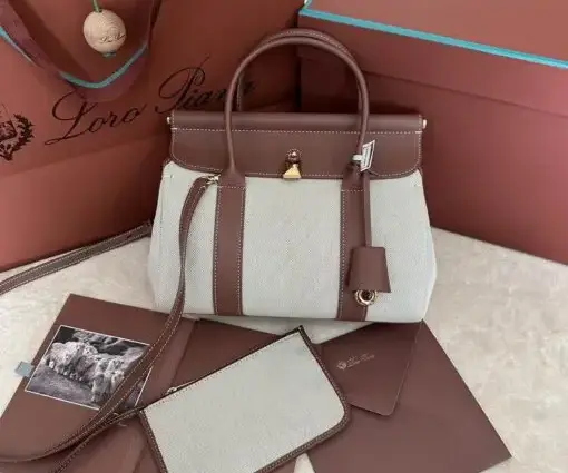 Loro Piana Loom Bag in Brown & Grey