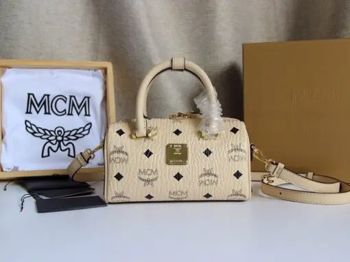 MCM Mini Boston Bag Beige