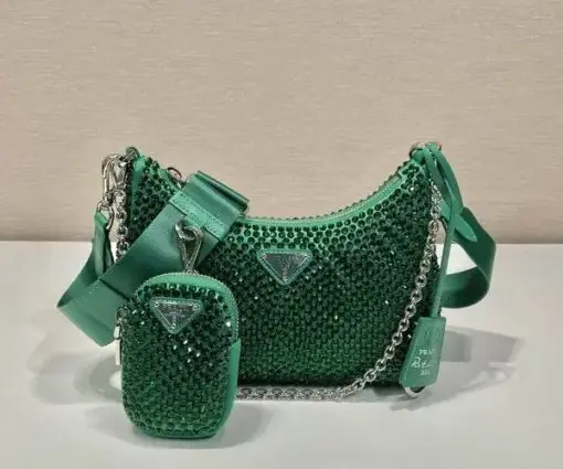 Prada Re-Edition 2005 Satin Shoulder Bag Green