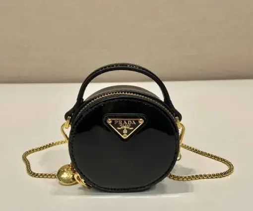 Prada Saffiano Leather Mini Pouch Bag Glossy Black