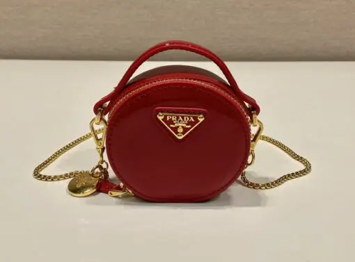 Prada Saffiano Leather Mini Pouch Bag Red