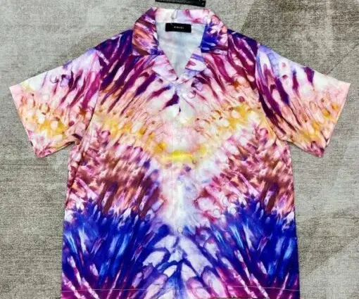 Amiri Tie-Dye Silk Bowling Shirt Multicolour