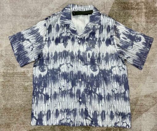 Amiri Tie Dye Bowling Shirt Blue
