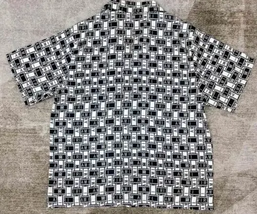 Alternative view of Amiri Short Sleeve Shirt Grey & White Silk Check
