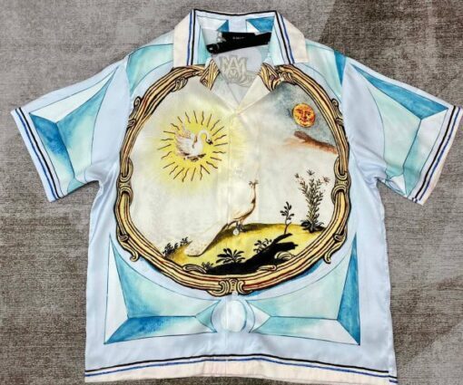 Amiri Multicolor Graphic Landscape Print Bowling Shirt White