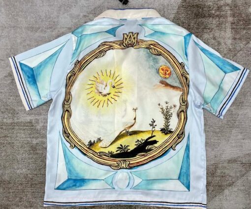 Alternative view of Amiri Multicolor Graphic Landscape Print Bowling Shirt White