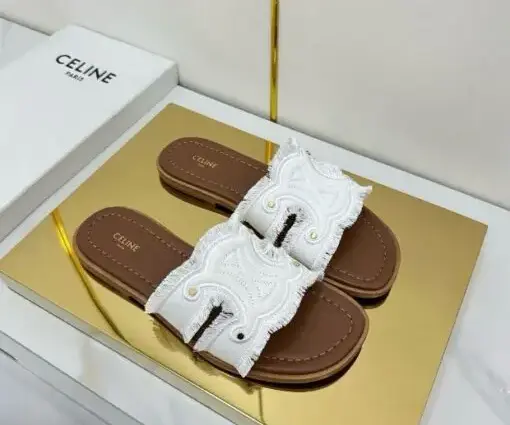 Celine Triomphe Mule White