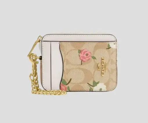 Coach Zip Card Case Floral Print