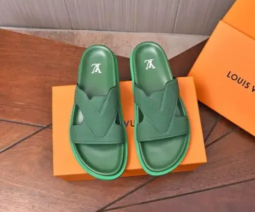 LV Leather Sandal Green