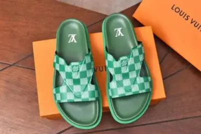 LV Leather Sandal White/Green