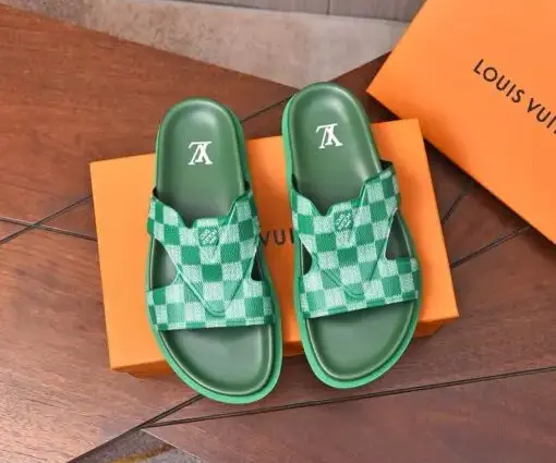 LV Leather Sandal White/Green
